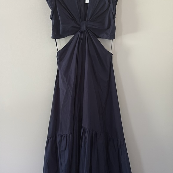 A.L.C. Alexandria Cotton Midi Dress Cap Sleeves Cutout Navy Size 8 - Picture 5 of 16